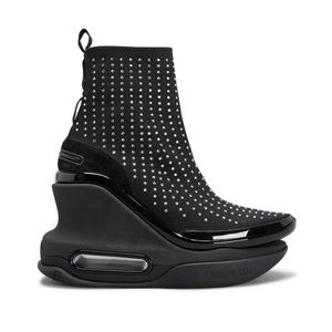 Authentic NIB balmain women's black b-bold wedge sock sneakers Size 9/40